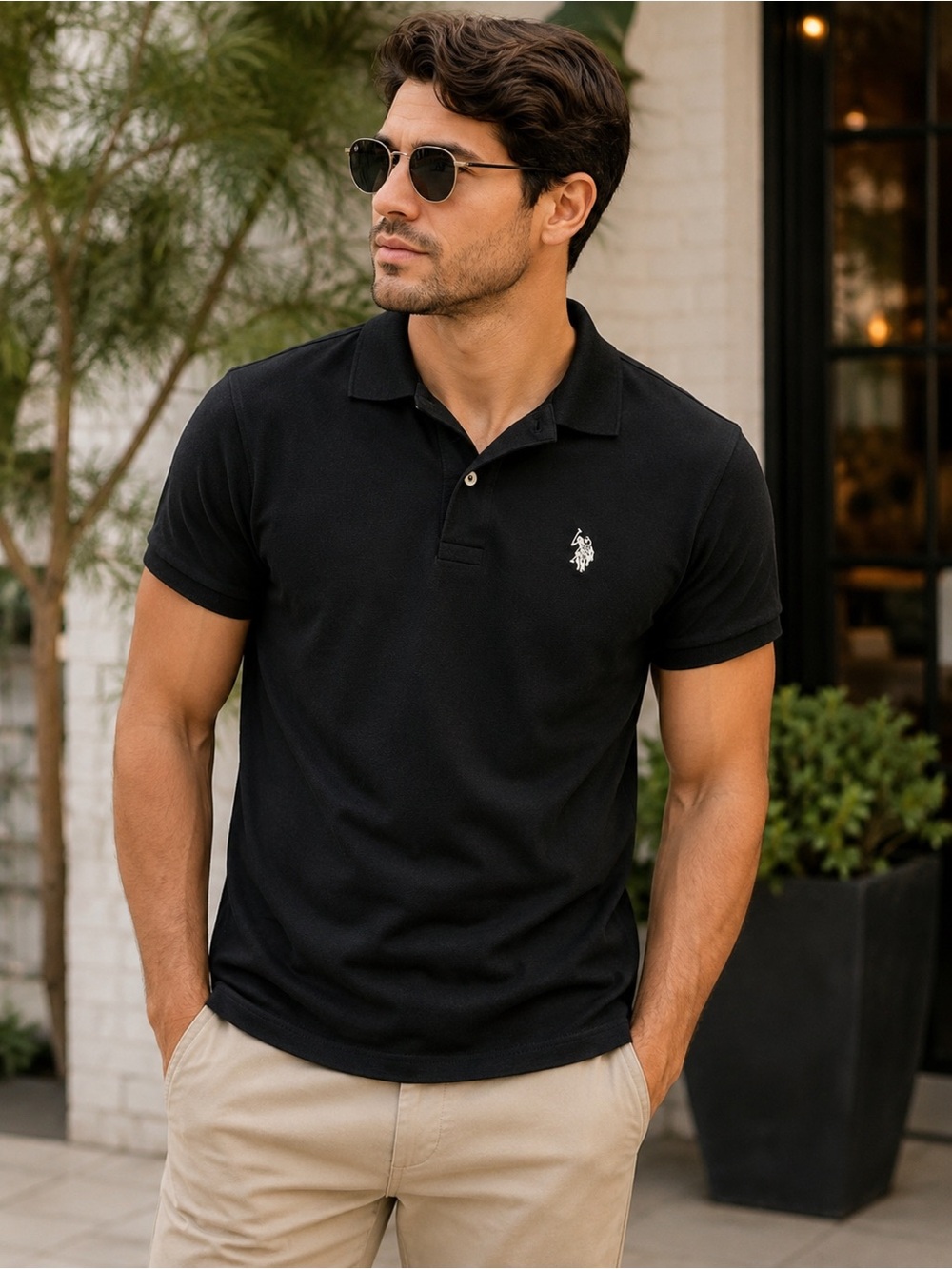 U.S. Polo Assn. Black Polo with White Logo - Men